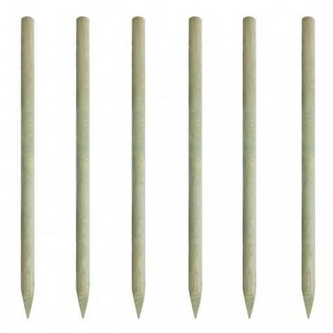 Lot de 6 piquets de clôture en bois Ø 60mm Appointés en 2m