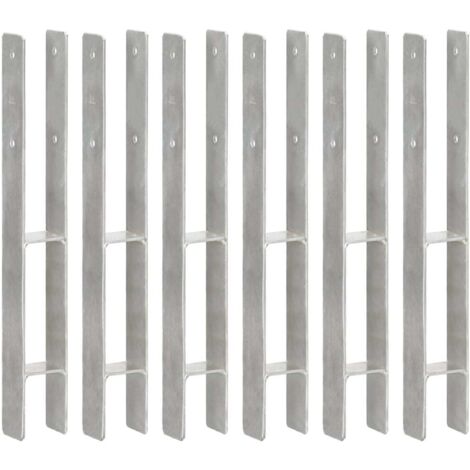 Lot de 6 Piquets de clôture  Piquet pour grillage Argenté 7x6x60 cm Acier galvanisé 99779