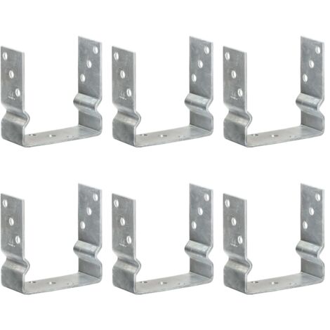 Lot de 6 Piquets de clôture  Piquets pour grillage Argenté 14x6x15 cm Acier galvanisé 17917