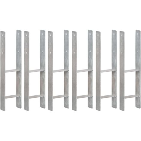 Lot de 6 Piquets de clôture Piquets pour grillage Argenté 14x6x60 cm Acier galvanisé 50701