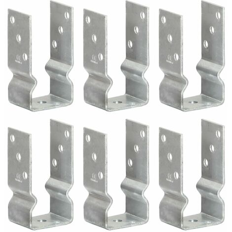 Lot de 6 Piquets de clôture  Piquets pour grillage Argenté 7x6x15 cm Acier galvanisé 94329