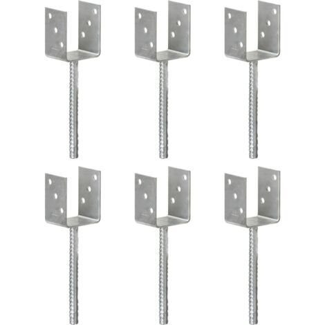 Lot de 6 Piquets de clôture  Piquets pour grillage Argenté 8x6x30 cm Acier galvanisé 41455