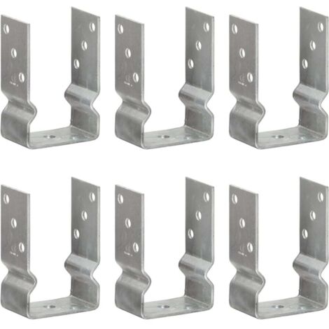 Lot de 6 Piquets de clôture  Piquets pour grillage Argenté 9x6x15 cm Acier galvanisé 17206