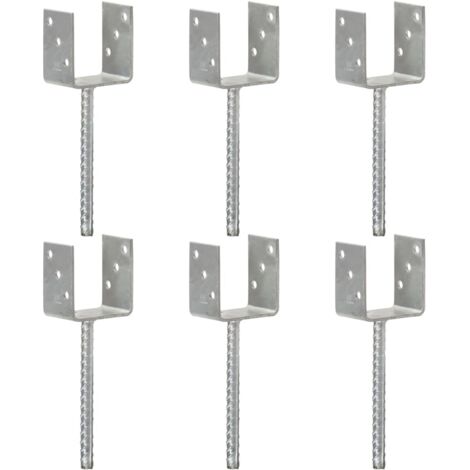 Lot de 6 Piquets de clôture  Piquets pour grillage Argenté 9x6x30 cm Acier galvanisé 62460