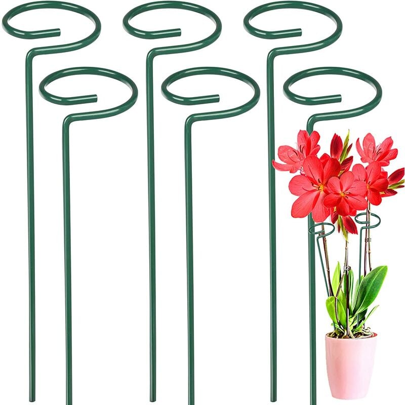 Lot de 6 piquets pour fleurs, support pour plantes à tige unique en métal, piquets pour plantes de jardin pour tomates amaryllis orchidée lis rose,