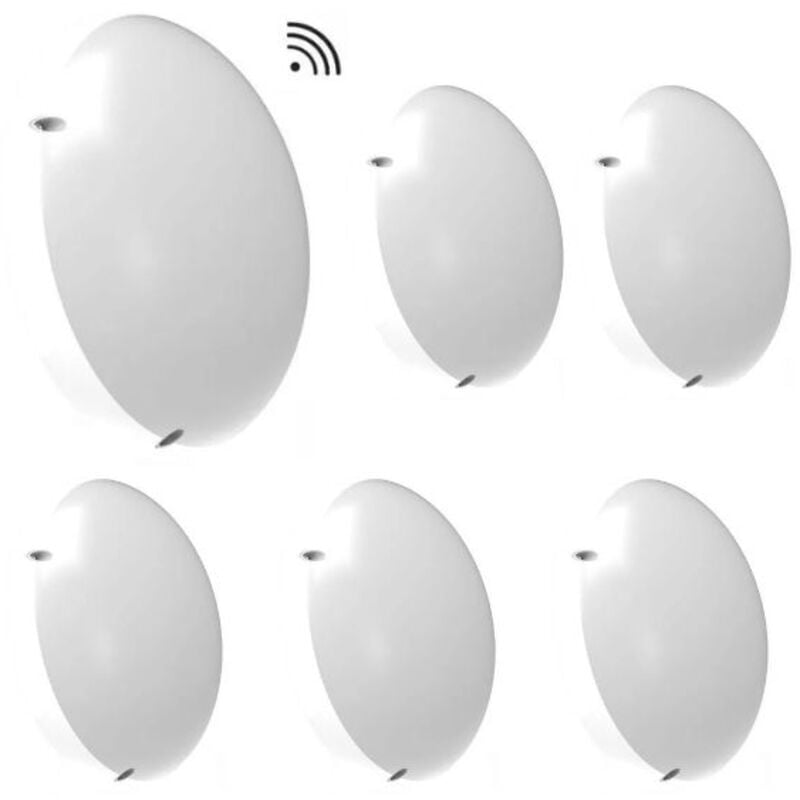 Lot de 6 Plafonniers led Extérieurs avec Détecteur 18W IP65 Anti-Vandale Hublot Extérieur Plafonnier Blanc - 120° - Blanc neutre - 4000K