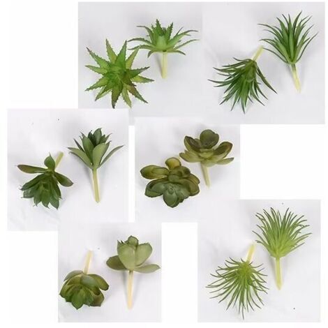 Lot de 6 plantes grasses artificielles vertes assorties dans différentes fausses plantes grasses suspendues texturées pour décoration murale, matériaux de bricolage,