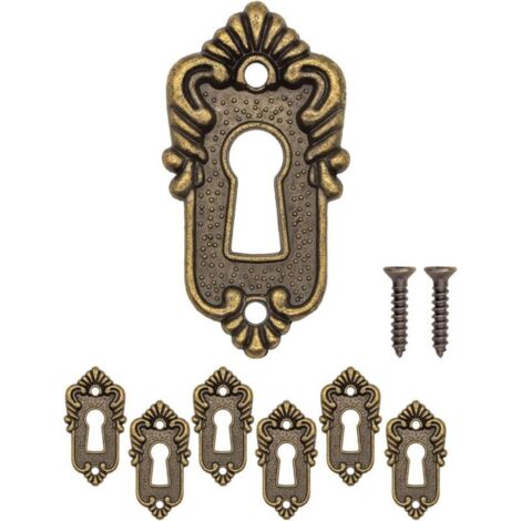 Lot de 6 plaques de clé anciennes en laiton vintage, décoratives, 45 x 23 mm, bronze