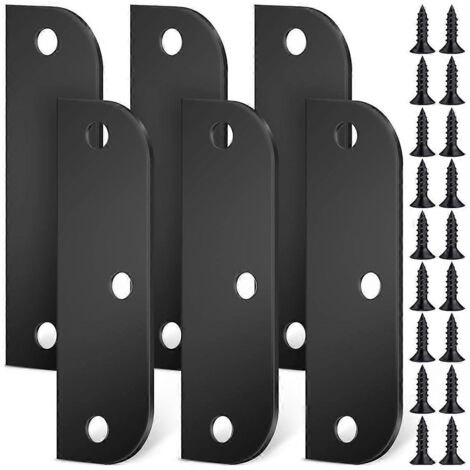 Lot de 6 plaques de remplissage de charnière pour chant de porte, noires