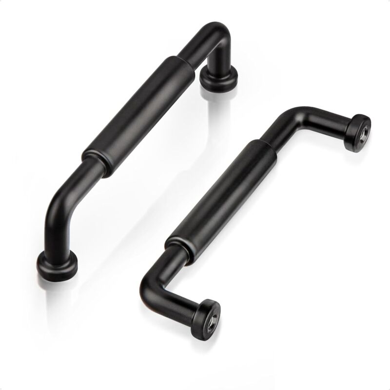 Lot de 6 Poignée Meuble Entraxe 96mm, Classique Tuyaux Circulaires Poignée Meuble Cuisine Noir, Alliage de Zinc Poignée de Porte Armoire pour Chambre