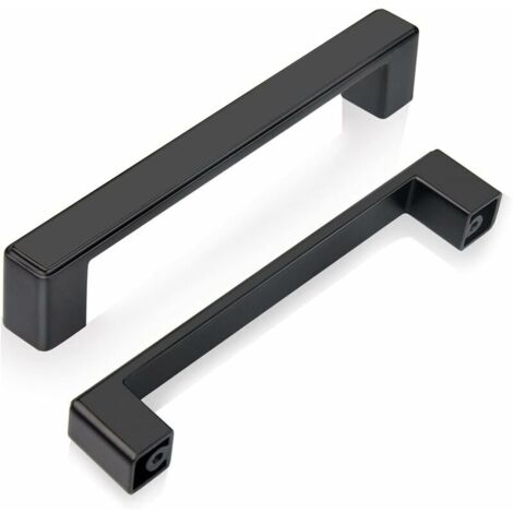 Lot de 6 Poignée Placard Cuisine Noir 128mm (Noir) ,Carrée Poignée de Porte Alliage de Zinc, Poignées Tiroirs Commode , Inclus Vis