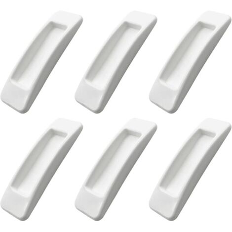 Lot de 6 poignées autocollantes pour portes coulissantes et placards en aluminium Blanc