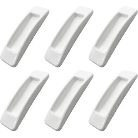 Lot de 6 poignées autocollantes pour portes coulissantes et placards en aluminium Blanc
