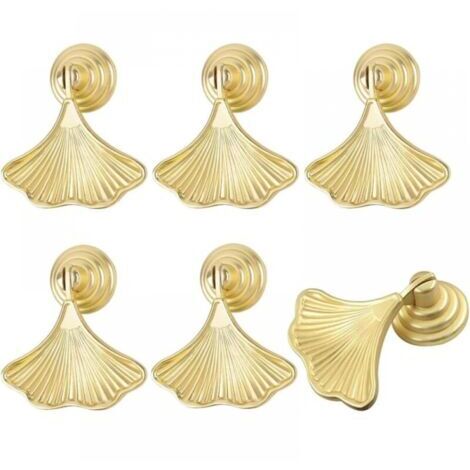 Lot de 6 poignées de meubles dorées, poignées de tiroir, poignées de cuisine dorées, poignées de porte d'armoire - 54 x 41 x 18 mm (lame)