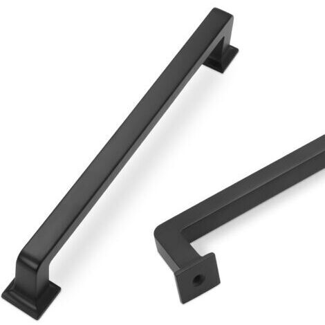 Lot de 6 poignées de placard de cuisine noir mat de 160 mm (6-1/4 po) pour placards, portes d'armoires, quincaillerie pour placards de cuisine, tiroirs d'armoires, poignées de commode