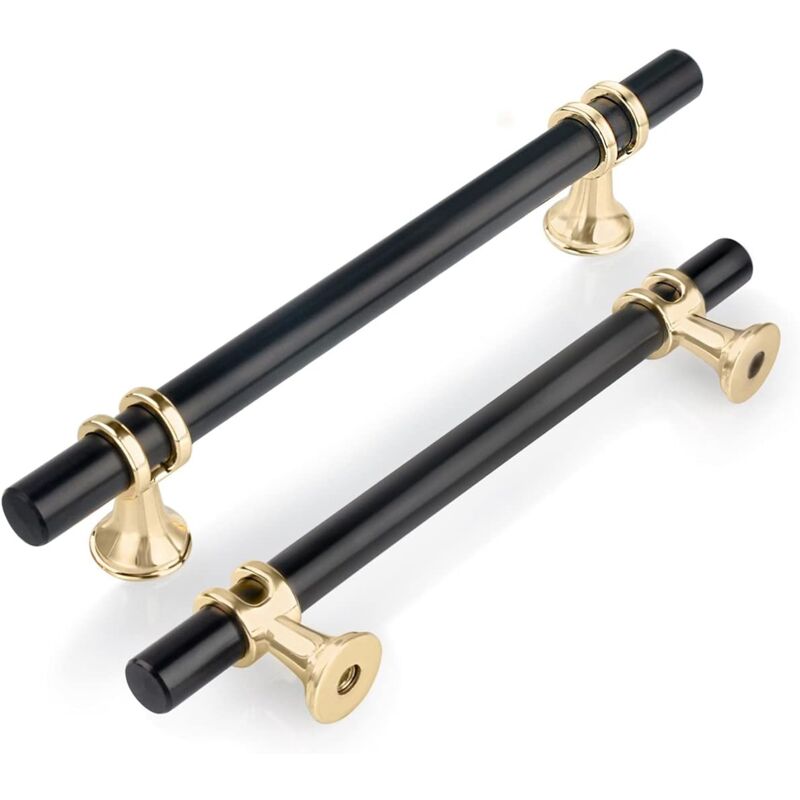 Lot de 6 poignées de porte d'armoire en forme de t 128 mm, poignée de meuble de cuisine moderne en alliage de zinc pour chambre à coucher, bureau