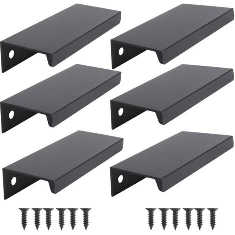 Lot de 6 poignées de tiroir noires pour meubles de cuisine (80 mm, noires) cspar