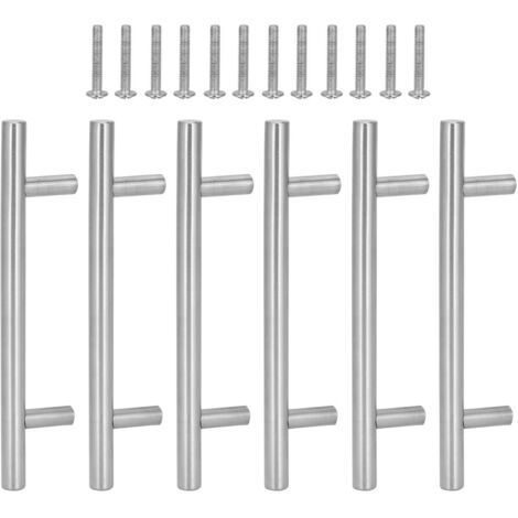 Lot de 6 poignées en acier inoxydable en forme de T, quincaillerie durable pour meubles, armoires, tiroirs, abris de jardin