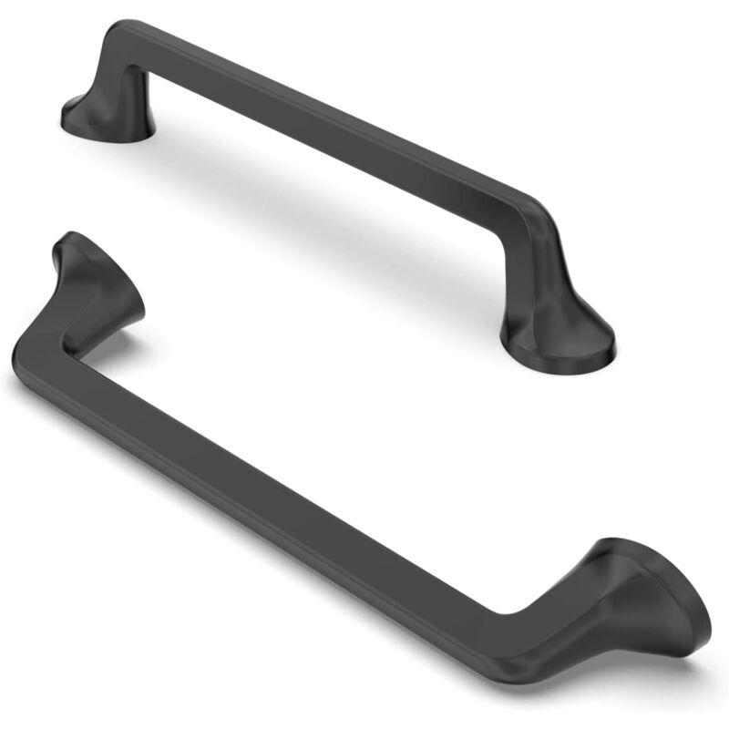 Lot de 6 Poignées Noires Mat pour Tiroir et Placard Entraxe 128mm, Design Moderne pour Cuisine et Meubles