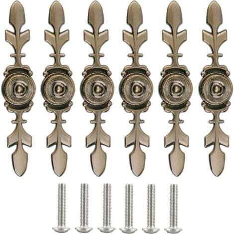 Lot de 6 poignées rétro simples à un trou, longueur 120 mm, adaptées aux commodes, tiroirs, armoires, avec vis