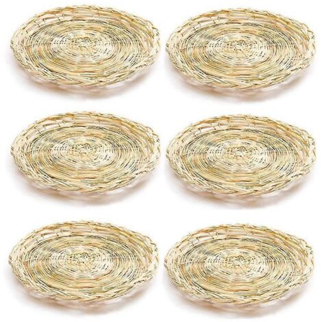 Lot de 6 porte-assiettes en bambou tressé rond de 25 cm (10 pouces)