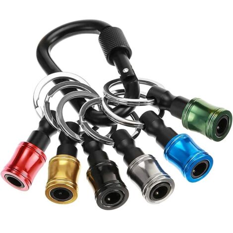 Lot de 6 porte-clé en alliage d'aluminium - Porte-embouts - Support de tournevis - Changement rapide - Support de vis pour foret hexagonal 1/4"