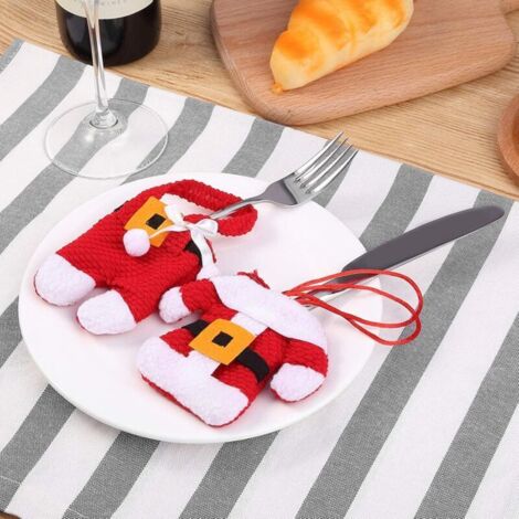 Lot de 6 porte-couverts pour fourchette et couteau décoration de Noël décoration de table