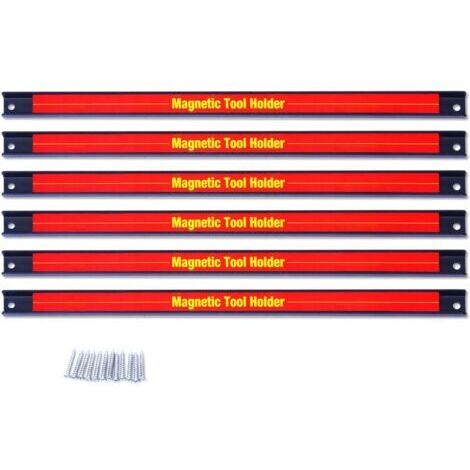 Lot de 6 porte-outils magnétiques de 45,7 cm, bandes magnétiques pour porte-outils, organisateur d'outils en métal peu encombrant, bandes magnétiques pour atelier, garage, usage domestique (vis de mon