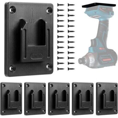 Lot de 6 porte-outils muraux pour Dewalt 12-20 V/Milwaukee 14,4-18 V - Support de perceuse électrique - Support d'atelier - Stockage (noir)
