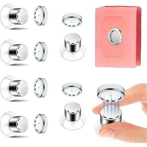 Lot de 6 Porte-Savon Magnétique, Porte-Savon à Ventouse - Fixation Solide, Porte-Savon de Douche sans Perçage, Porte-Savon Aimanté en Acier Inoxydable pour Salle de Bain et Cuisine