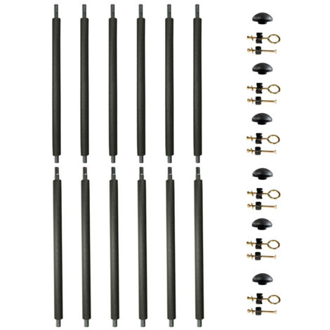 Lot de 6 poteaux de filet de sécurité Ø25mm pour trampolines avec mousse, visserie et capuchon (longueur totale 215cm)