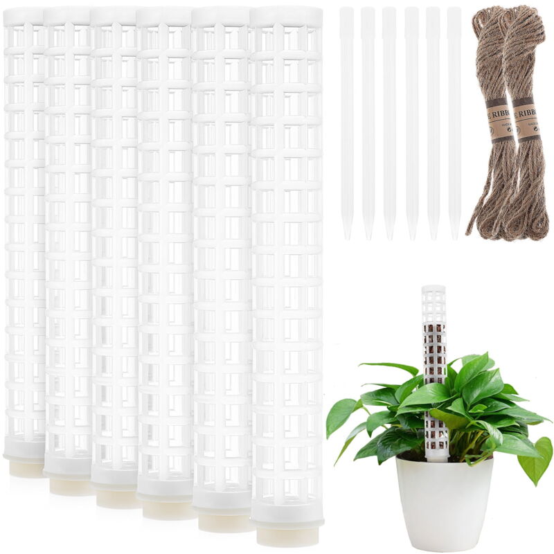 Feiyue - Lot de 6 poteaux en mousse en plastique avec cordes pour plantes grimpantes Monstera
