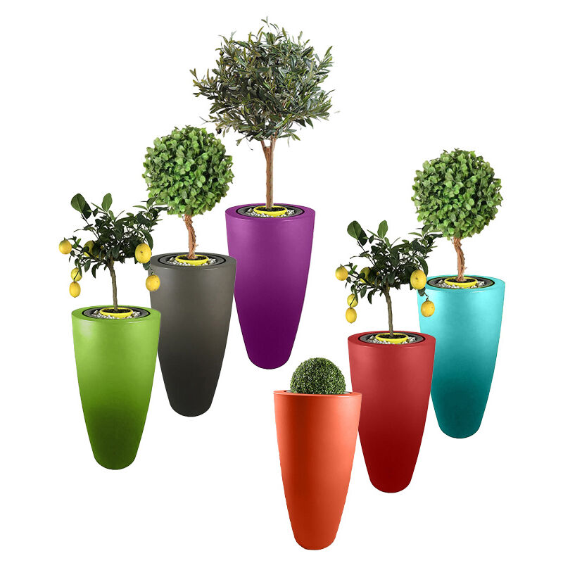 Plast'up Rotomoulage - Lot de 6 pots de fleurs coniques delight 200l-Multi couleur-121cm - Multi couleur