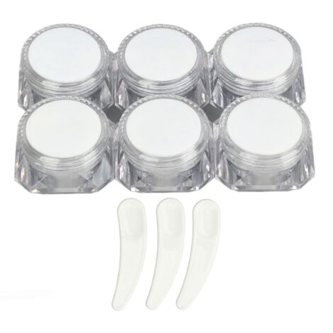Lot de 6 pots en plastique vides en forme de diamant, étanches et réutilisables, parfaits pour les voyages, le camping et la randonnée.
