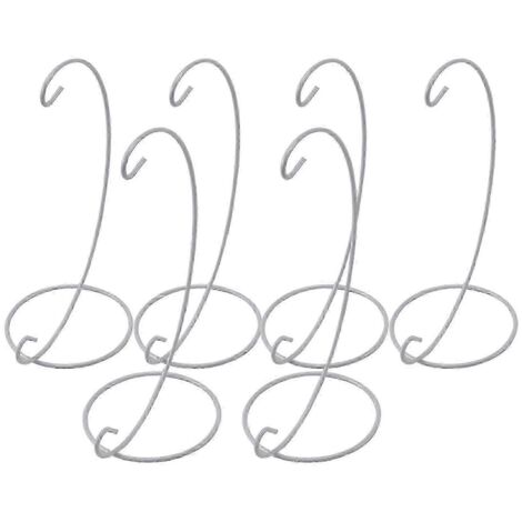 (Lot de 6) Présentoir à décorations, support suspendu en fer blanc pour globes en verre, terrariums pour plantes aériennes, boules de sorcière, décorations de Noël et autres ornements blancs