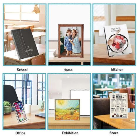 Lot de 6 présentoirs à livres en acrylique, chevalets de présentation transparents, supports de livres