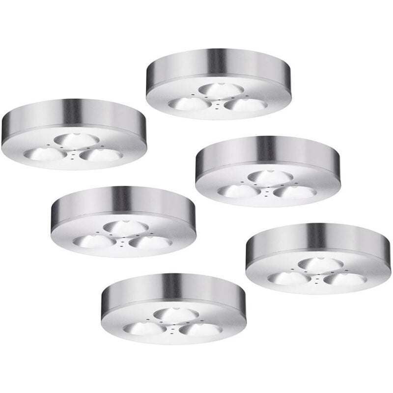Lot de 6 spots encastrables pour meuble à led salle de travail armoire construction plafonniers aluminium brossé