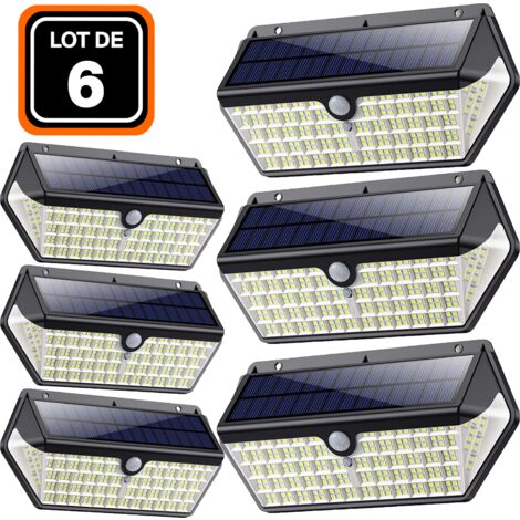 LOT DE 6 PROJECTEURS SOLAIRE DÉTECTEUR DE MOUVEMENT 266 PCS LED 2500 LUMENS