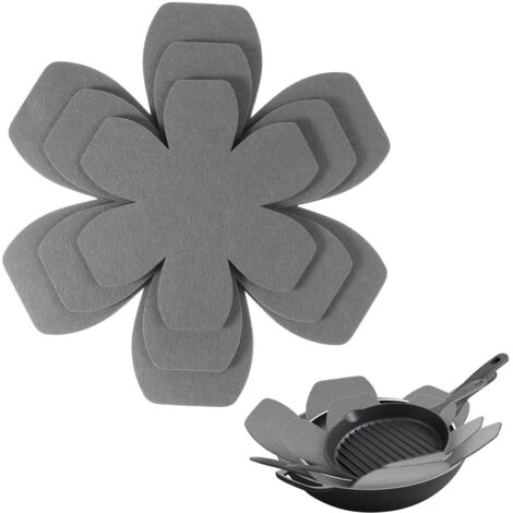 Lot de 6 protège-poêles en feutre - 3 tailles différentes - Réglables - Antidérapants - Pour poêles, casseroles et bols - Protection contre les rayures - Gris