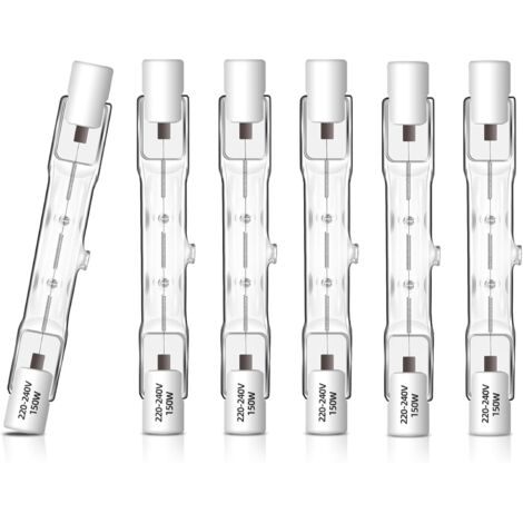 Lot de 6 R7S Ampoule Halogene 78mm 150W 230V Dimmable, Halogène R7s Linéaire Blanc Chaud 2700K, 2250LM, J78 Halogène pour Projecteur, l’éclairage de Paysage, Lampe de Travail[Classe énergétique G]