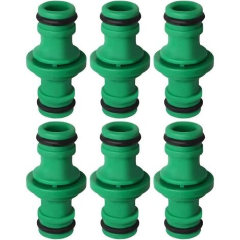 Lot de 6 raccords de tuyau à double prise, raccords verts pour tuyau d'arrosage et lavage de voiture