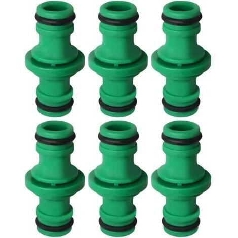 Lot de 6 raccords de tuyau à double prise, raccords verts pour tuyau d'arrosage et lavage de voiture