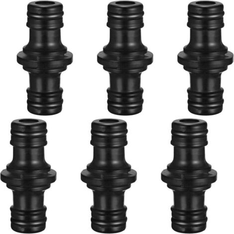 Lot de 6 raccords de tuyau d'arrosage double 1/2" - Raccord de tuyau - Raccord de tuyau - Raccord de tuyau double - Rallonge pour tuyau de jardin et maison - Noir