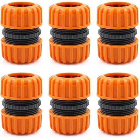 Lot de 6 raccords de tuyau d'arrosage - Kit de réparation pour tuyau d'arrosage - 19 mm (3/4") - Jaune