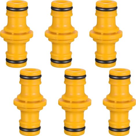 Lot de 6 raccords mâles doubles pour tuyau d'arrosage (jaune)