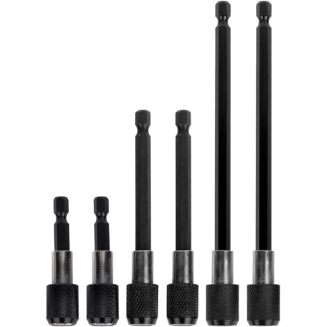 Lot de 6 rallonges de forets à dégagement rapide, porte-embouts de tournevis à tige hexagonale de 2.36" 4" 6", 1/4 pouce adaptateurs d'extension de forets magnétiques