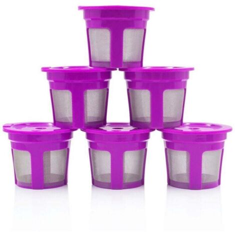 Lot de 6 rechargeables réutilisable K-Cup filtre à café Pod, compatible avec cafetières Keurig 2.0 K200, K300, K400, K500, K600 Série（Violet）
