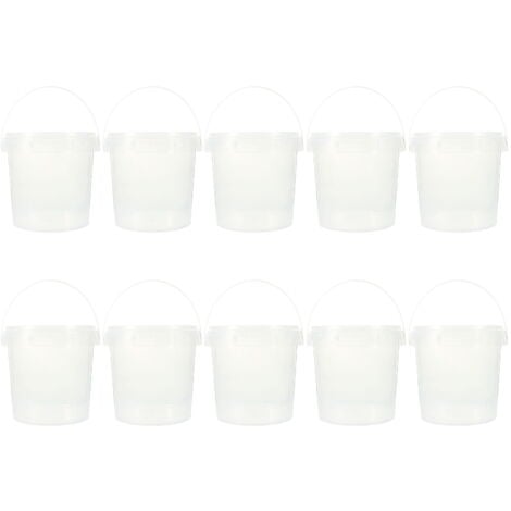 Lot de 6 récipients en plastique transparent avec couvercle, seau à glace, conteneurs de stockage des aliments, seau rond en plastique avec poignée