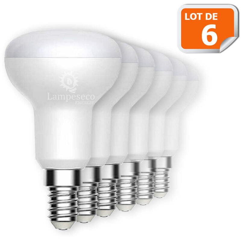 Lot de 6 Réflecteur R50 LED Culot E14 6W eq. 50W 500 lumens Blanc Chaud 3000K Lot de 6 Réflecteur R50 LED Culot E14 6W eq. 50W 500 lumens Blanc Chaud 3000K