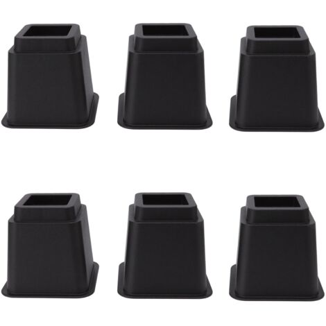 Lot de 6 rehausseurs de lit de 12,7 cm de haut, forme trapézoïdale carrée, ergonomiques, en plastique noir, pour meubles de maison ou de bureau.